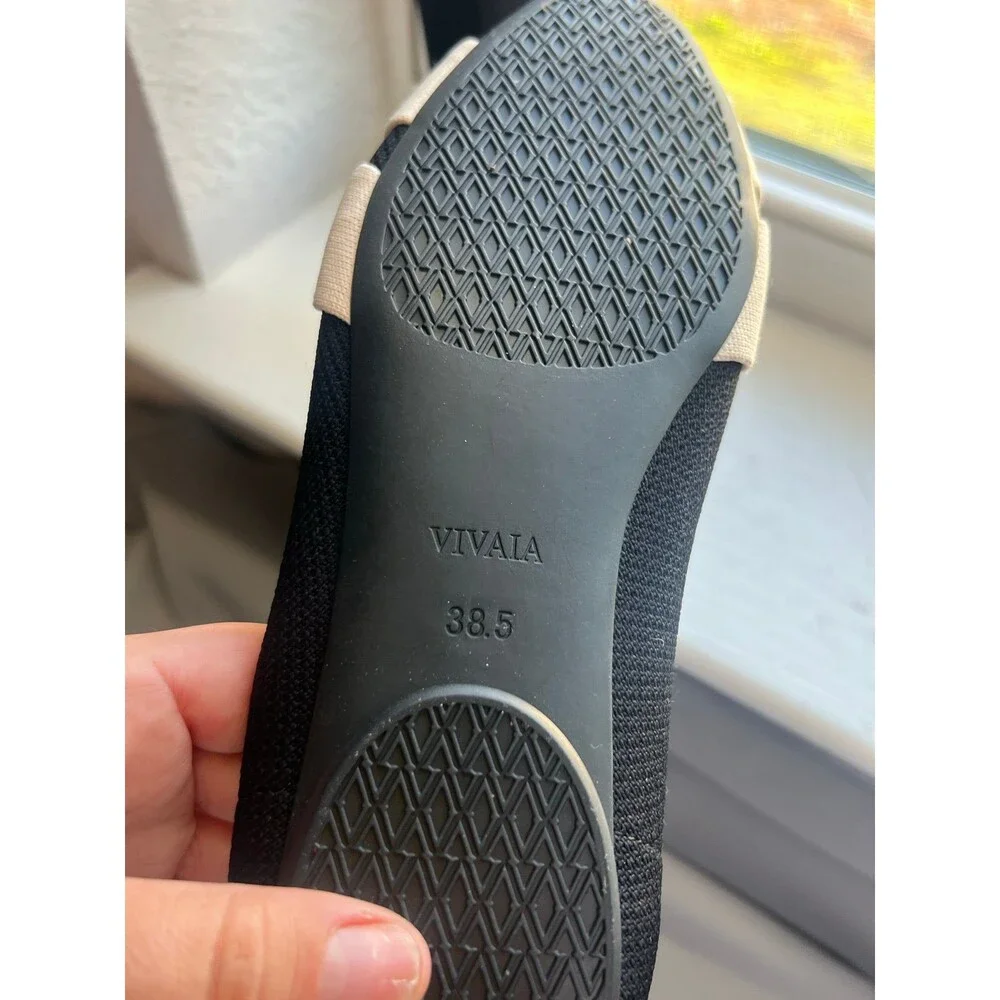 VIVAIA Bibi Almond Toe Knotted Bow Tie Flat Shoes in Black & Cream Women’s 38.5 - Picture 9 of 12